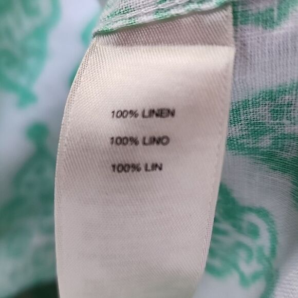 Linen Mint Green & White Summer Button Up Tunic 3/4 Sleeves - Picture 8 of 9